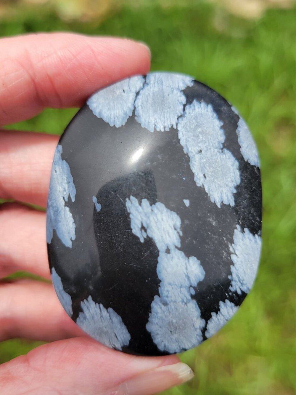 Snowflake Obsidian Palm Stone (SO159)